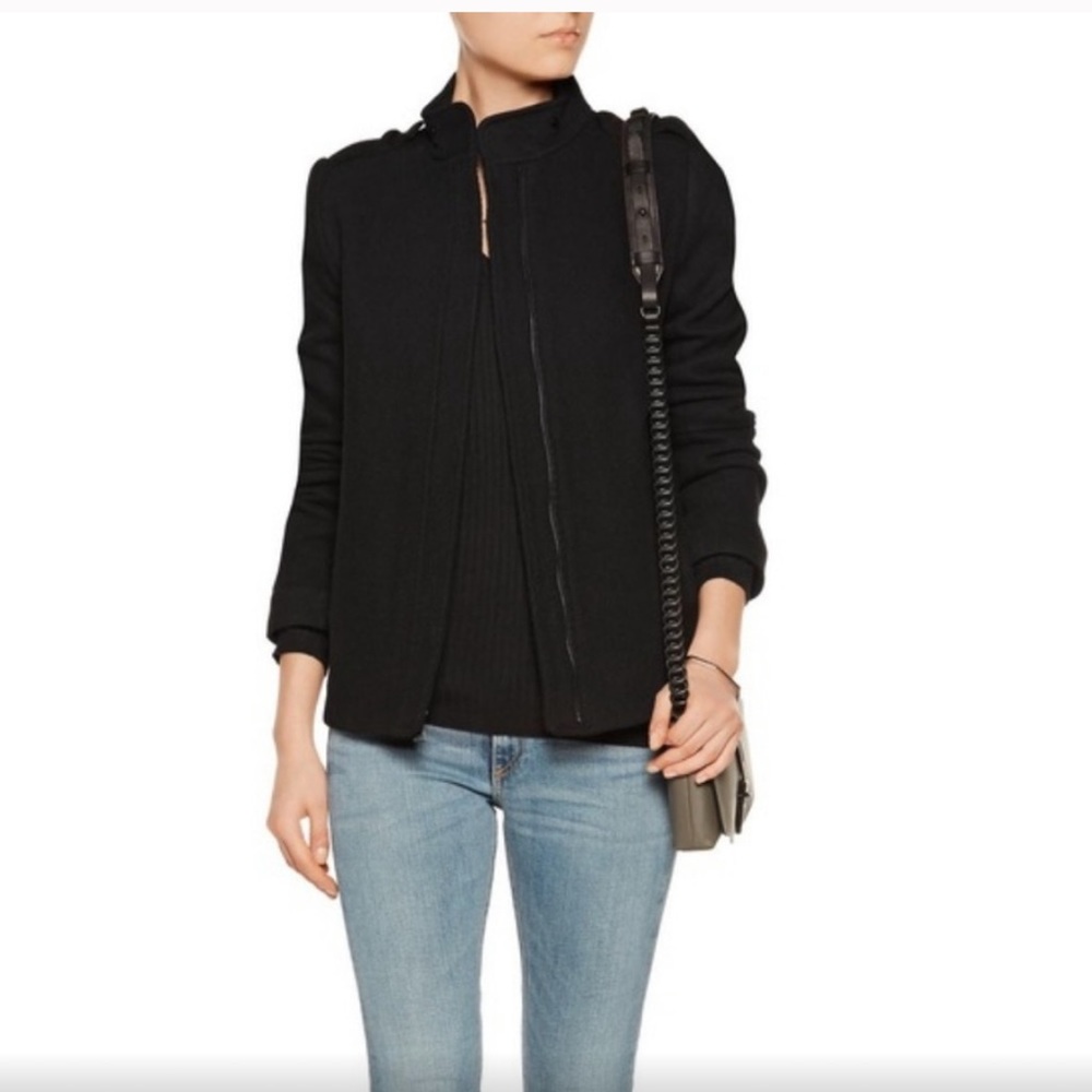 VINCE MOTO INSPIRED TWILL WOOL-BLEND COAT JACKET